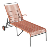 Schaffner Säntis Chaise longue à roulettes Spaghetti – Terracotta 84 / Graphite 73