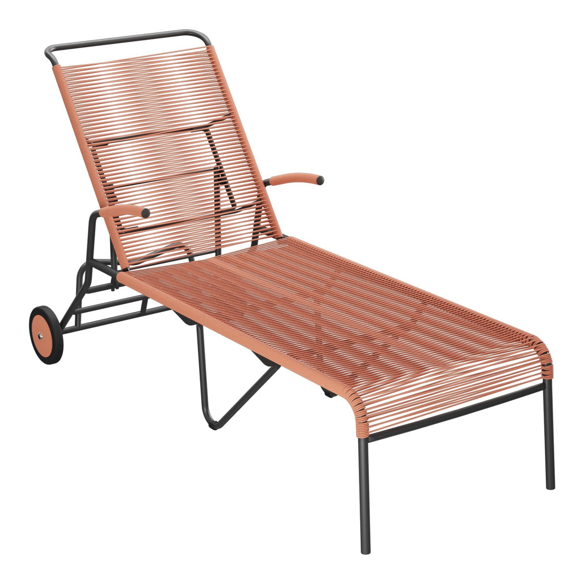 Schaffner Säntis Chaise longue à roulettes Spaghetti – Terracotta 84 / Anthracite 77