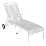 Schaffner Säntis Chaise longue à roulettes Spaghetti – Blanc 90 / Sable Pastel 15