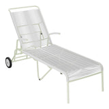 Schaffner Säntis Chaise longue à roulettes Spaghetti – Blanc 90 / Vert Pastel 64