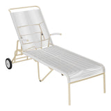 Schaffner Säntis Chaise longue à roulettes Spaghetti – Blanc 90 / Marron Pastel 83