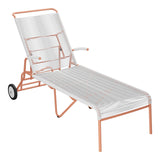 Schaffner Säntis Chaise longue à roulettes Spaghetti – Blanc 90 / Terracotta 84