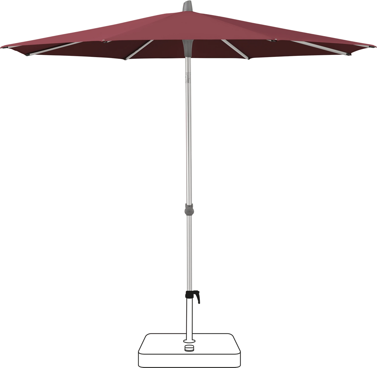 Glatz Parasol ALU-SMART rond Cat.5 644 Merlot