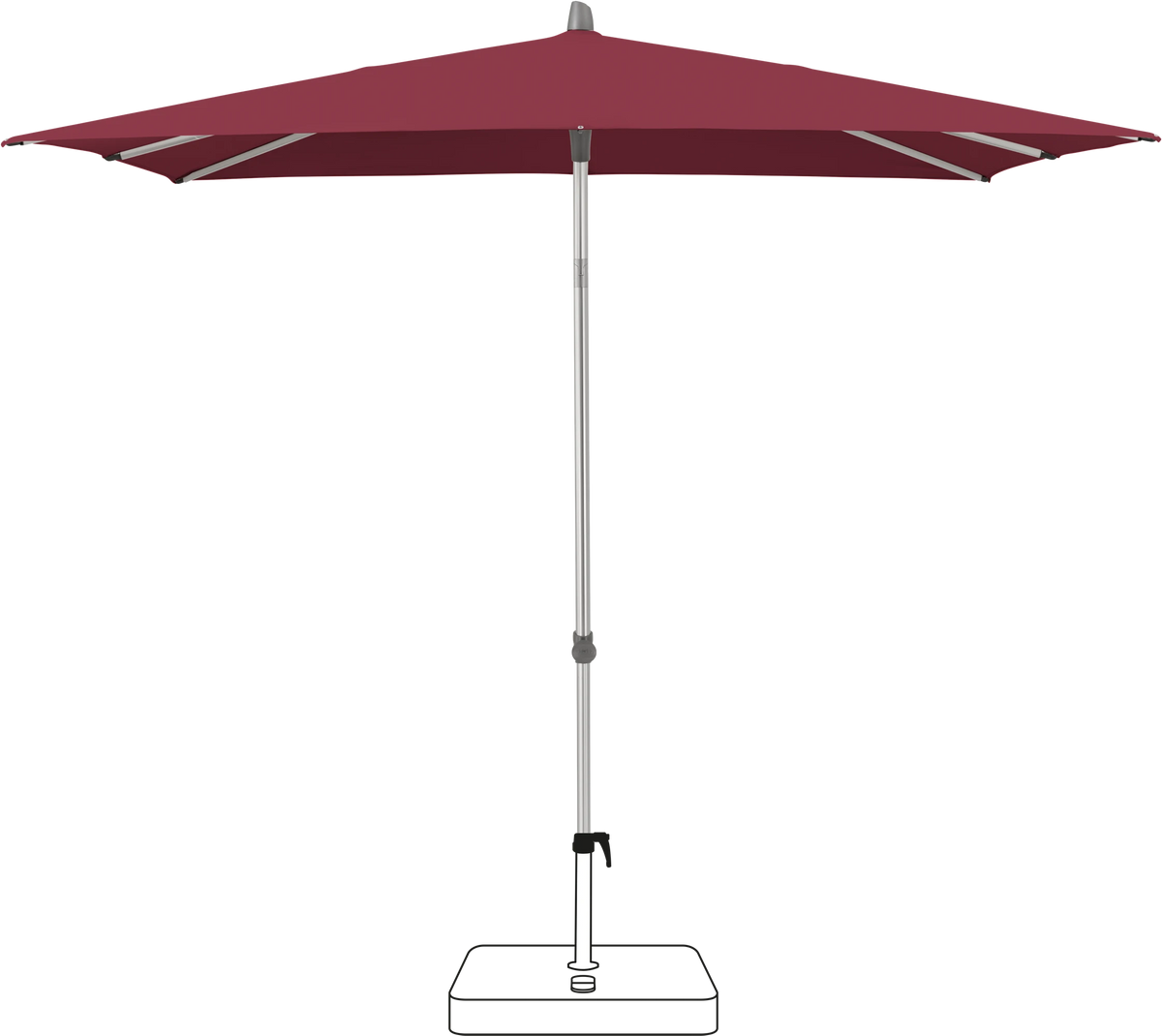 Glatz Parasol ALU-SMART carre Qualite 4 436 Wine
