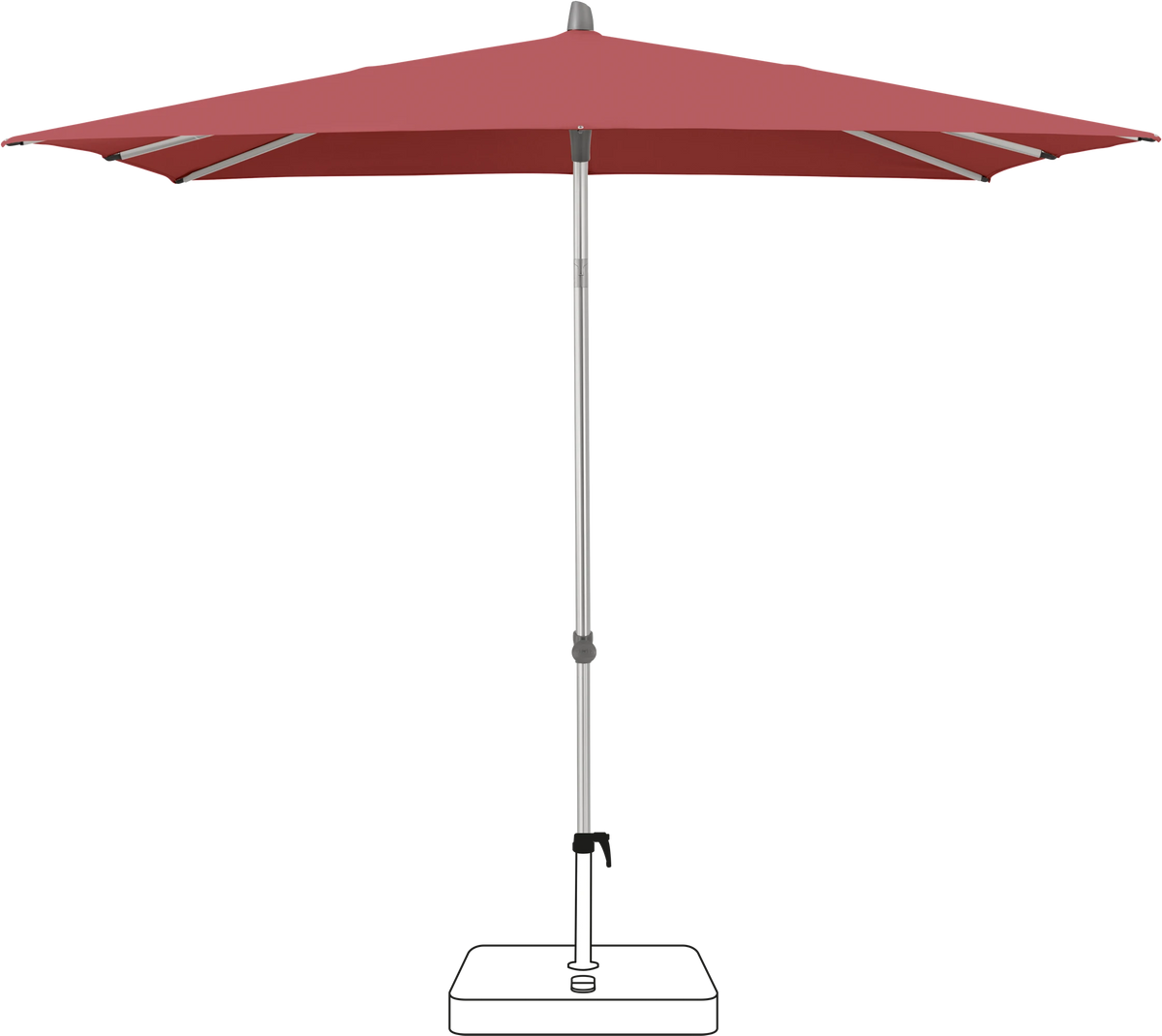 Glatz Parasol ALU-SMART carre Cat.5 637 Cherry