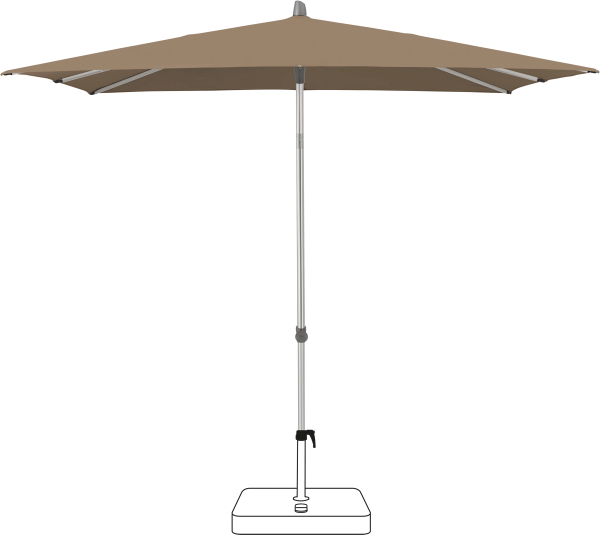 Glatz Parasol ALU-SMART carre Cat.5 805 Walnut