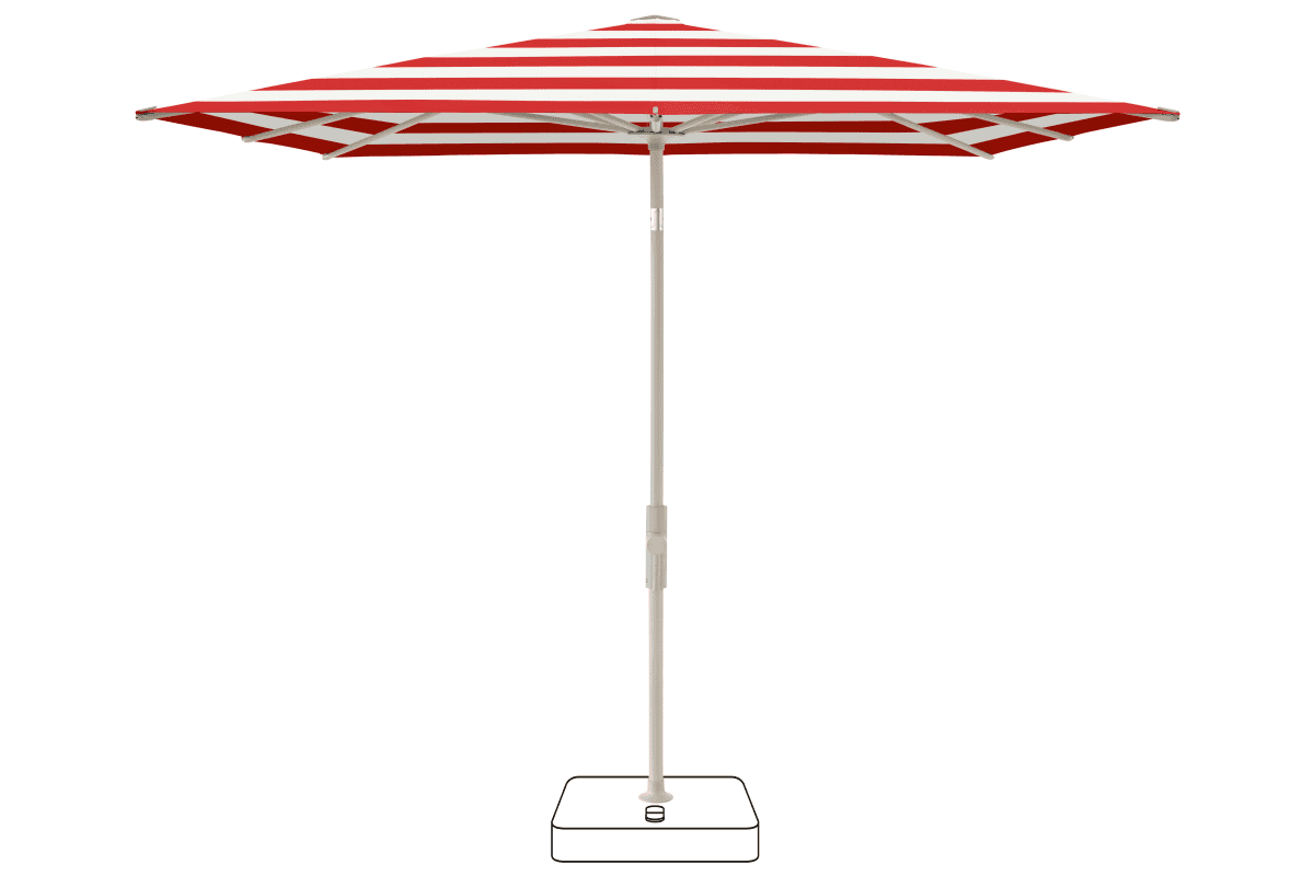 Glatz Parasol VITA Torna carre Cat.5 800 Red Stripe Gris soie