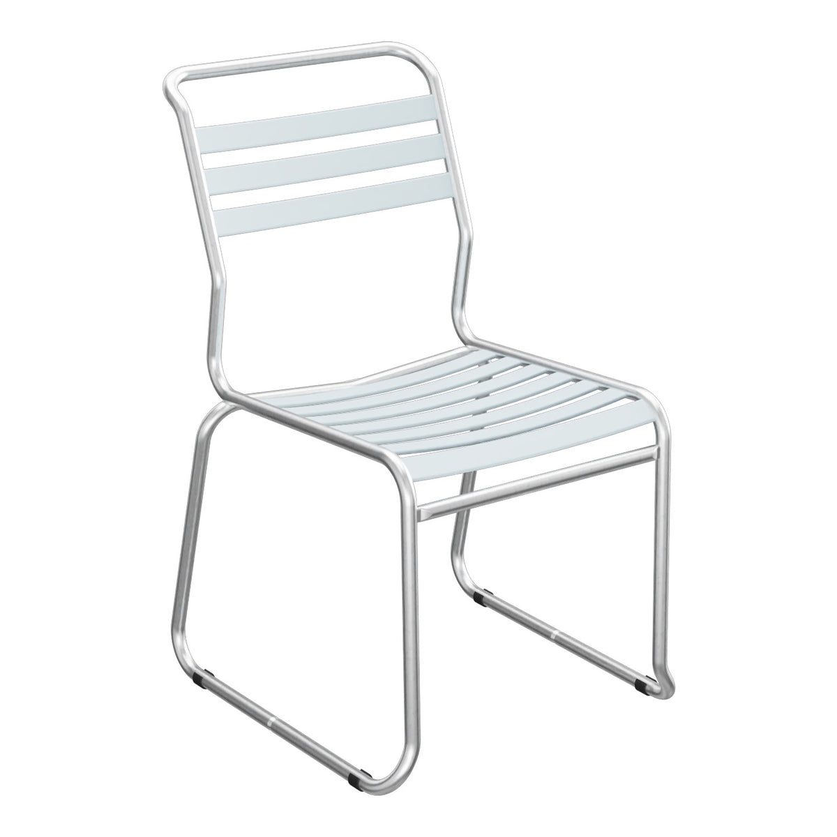 Schaffner Säntis Chaise luge à lattes – Bleu Pastel 51 / Galvanisé à chaud 02