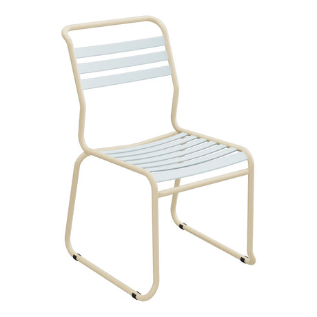 Schaffner Säntis Chaise luge à lattes – Bleu Pastel 51 / Marron Pastel 83