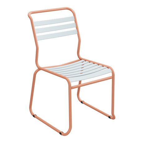 Schaffner Säntis Chaise luge à lattes – Bleu Pastel 51 / Terracotta 84