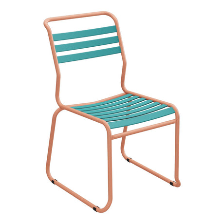 Schaffner Säntis Chaise luge à lattes – Bleu Kali 56 / Terracotta 84