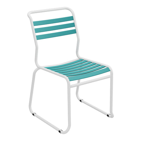 Schaffner Säntis Chaise luge à lattes – Bleu Kali 56 / Blanc 90