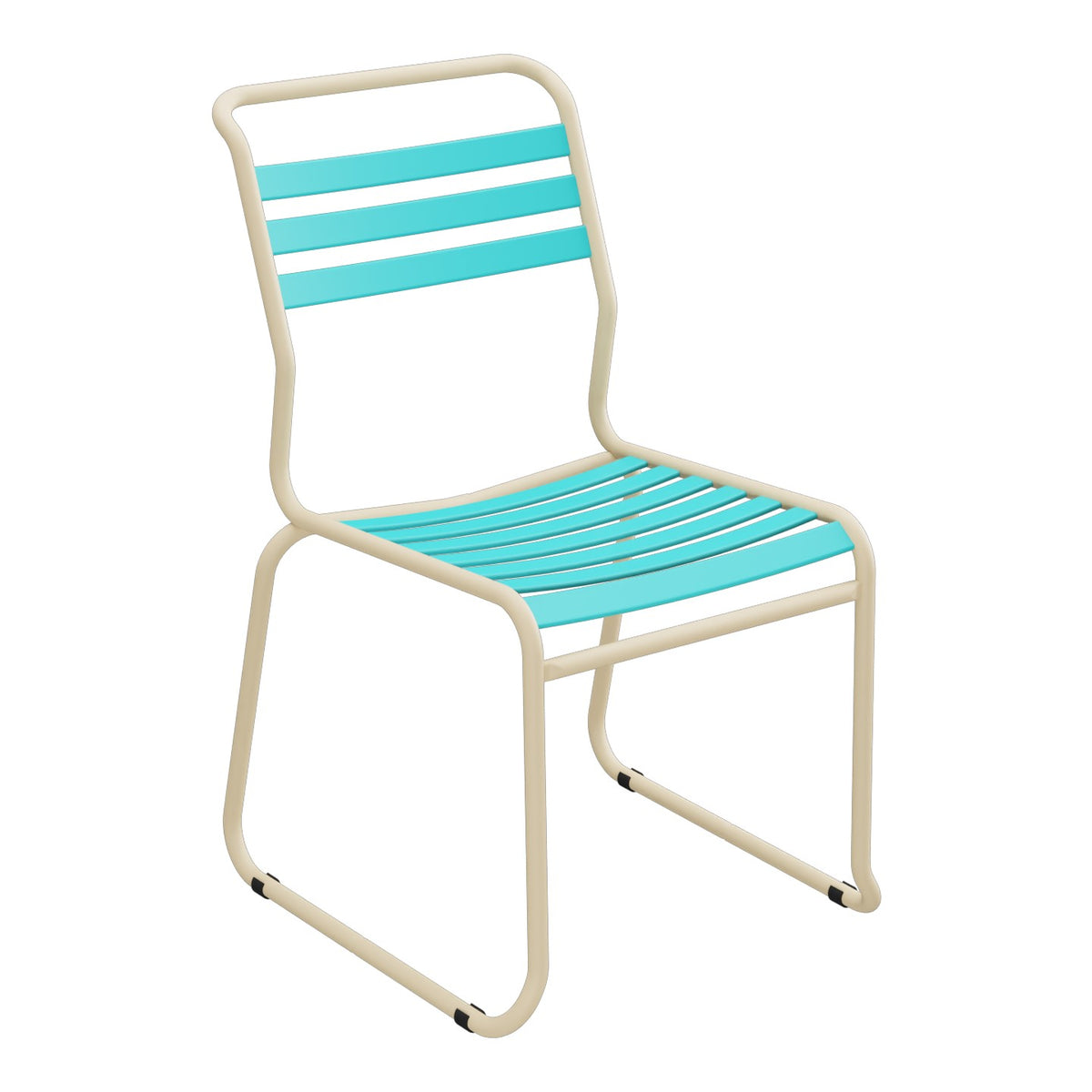 Schaffner Säntis Chaise luge à lattes – Turquoise 58 / Marron Pastel 83
