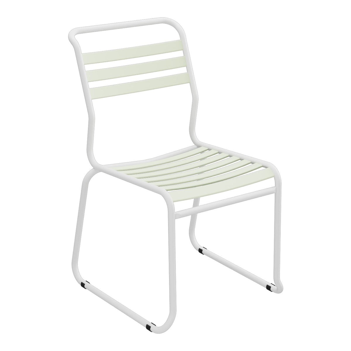 Schaffner Säntis Chaise luge à lattes – Vert Pastel 64 / Blanc 90
