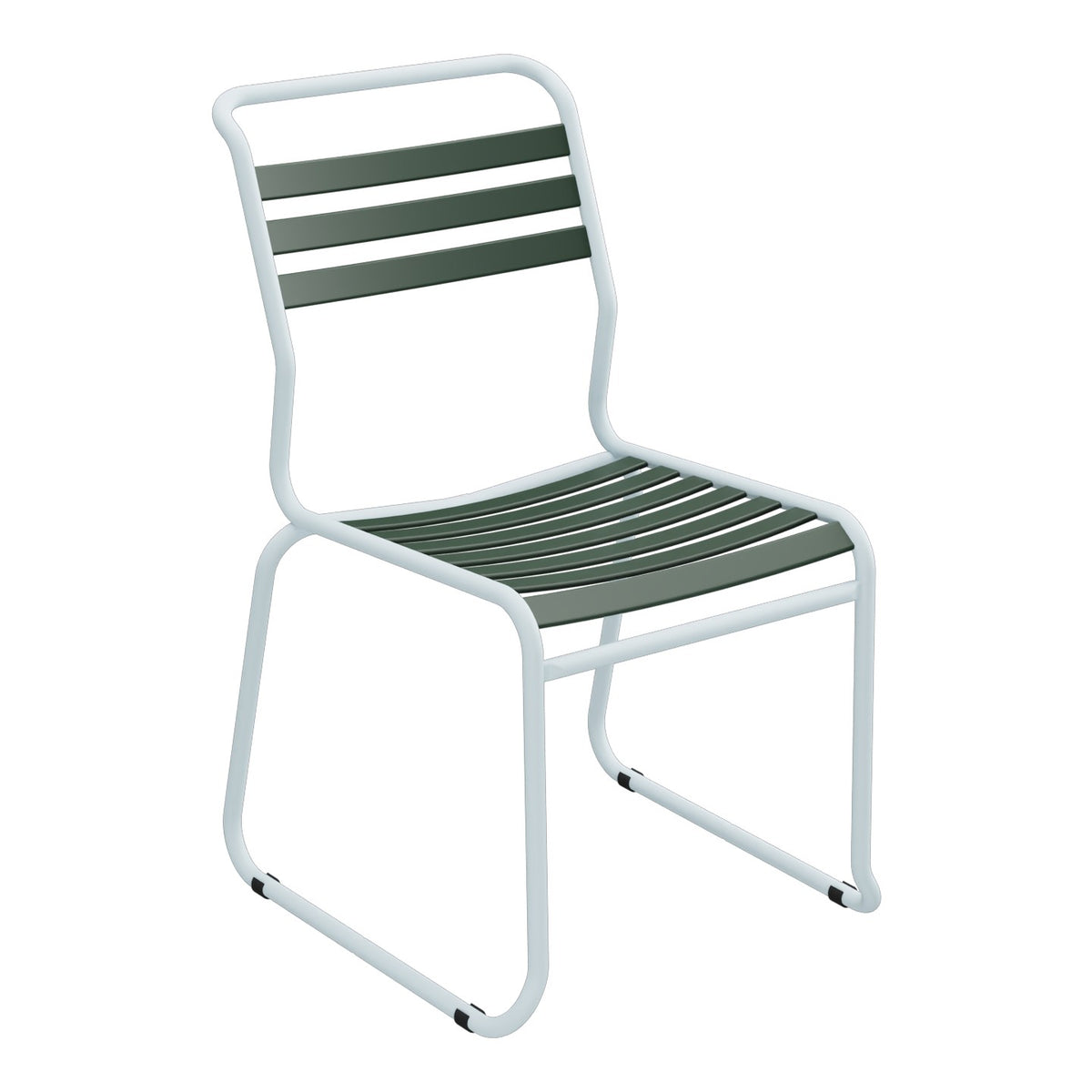 Schaffner Säntis Chaise luge à lattes – Vert Sapin 66 / Bleu Pastel 51