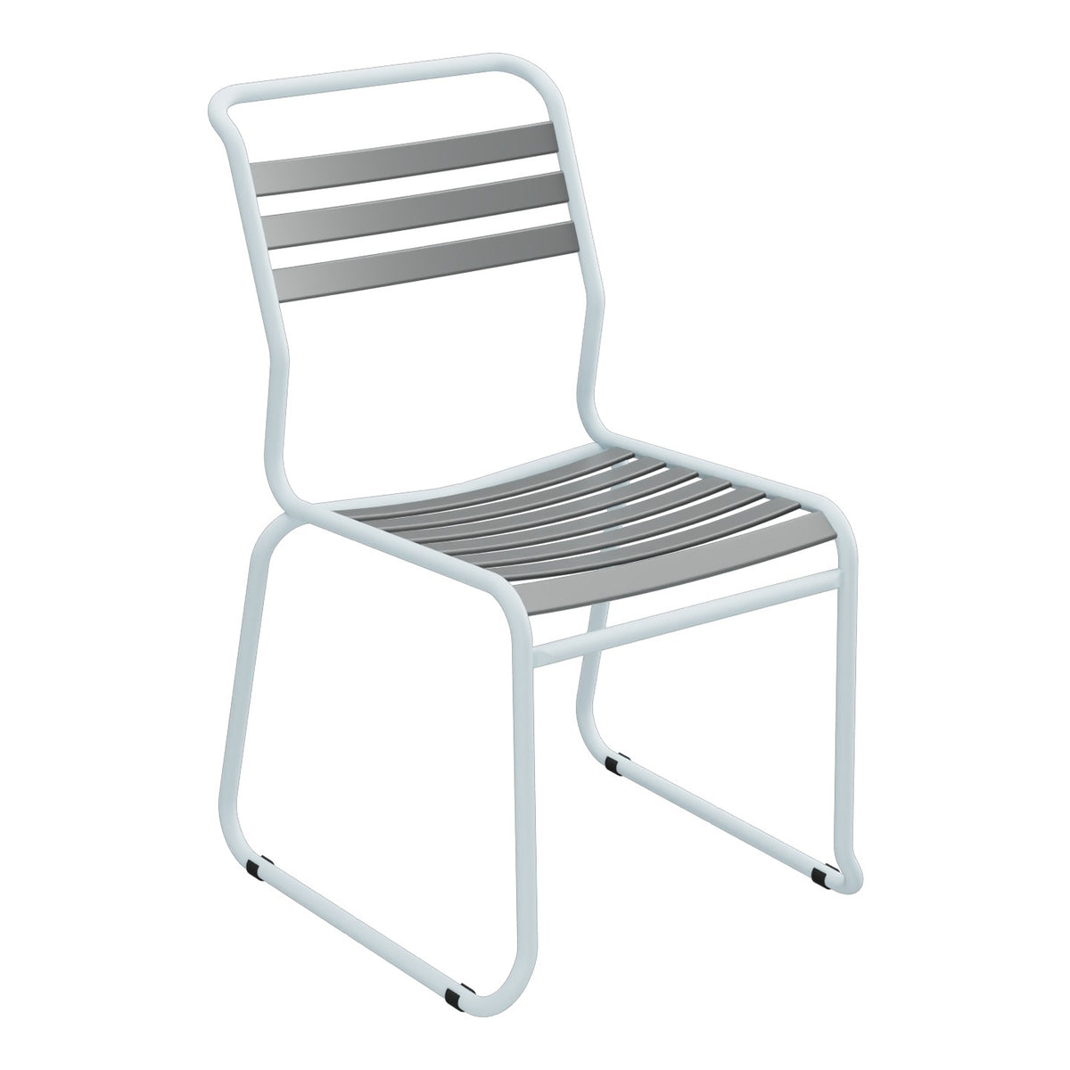Schaffner Säntis Chaise luge à lattes – Graphite 73 / Bleu Pastel 51