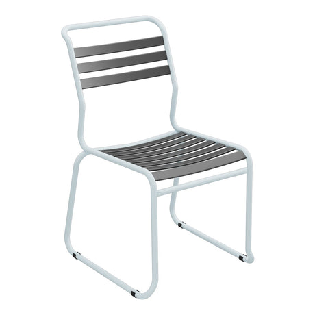 Schaffner Säntis Chaise luge à lattes – Anthracite 77 / Bleu Pastel 51