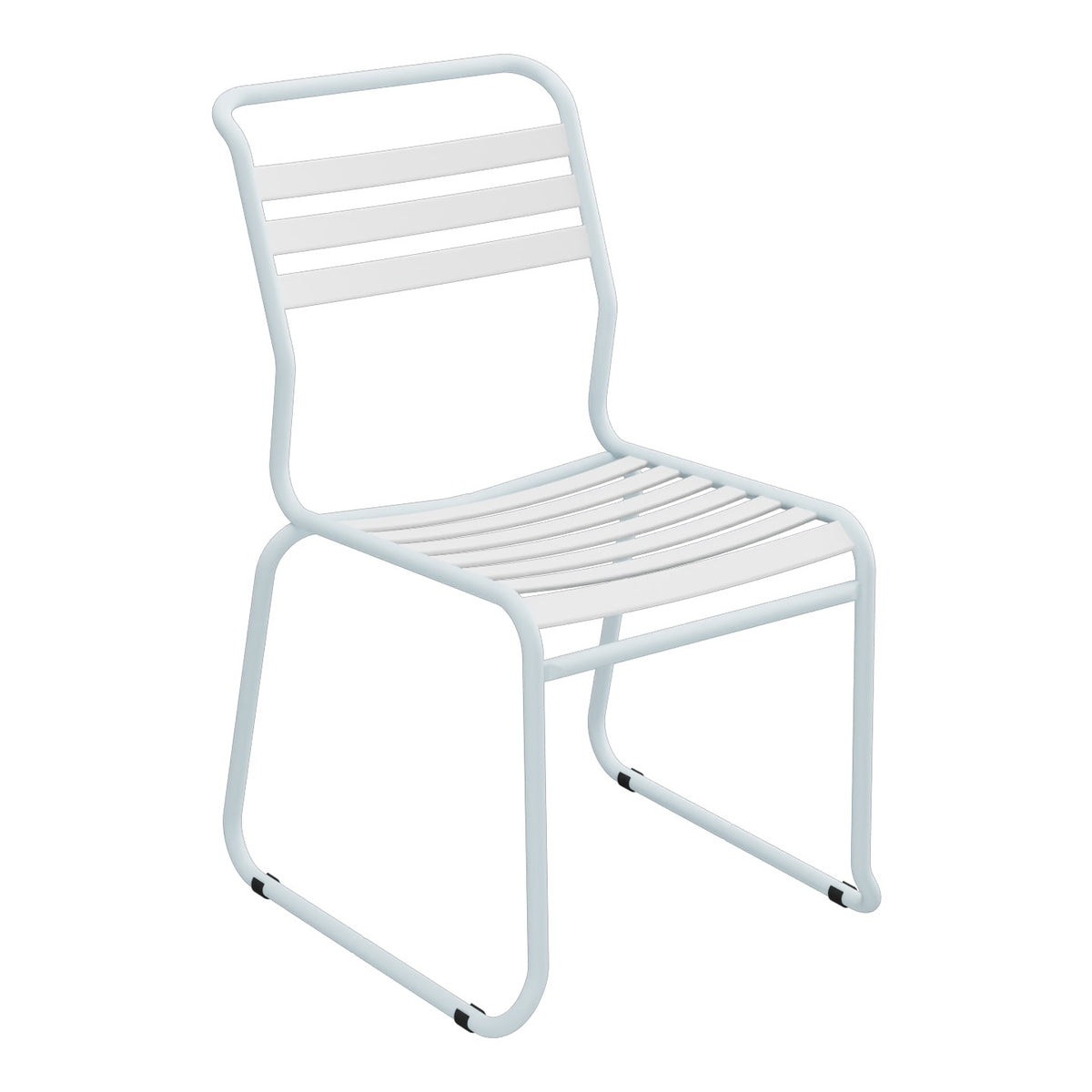 Schaffner Säntis Chaise luge à lattes – Blanc 90 / Bleu Pastel 51
