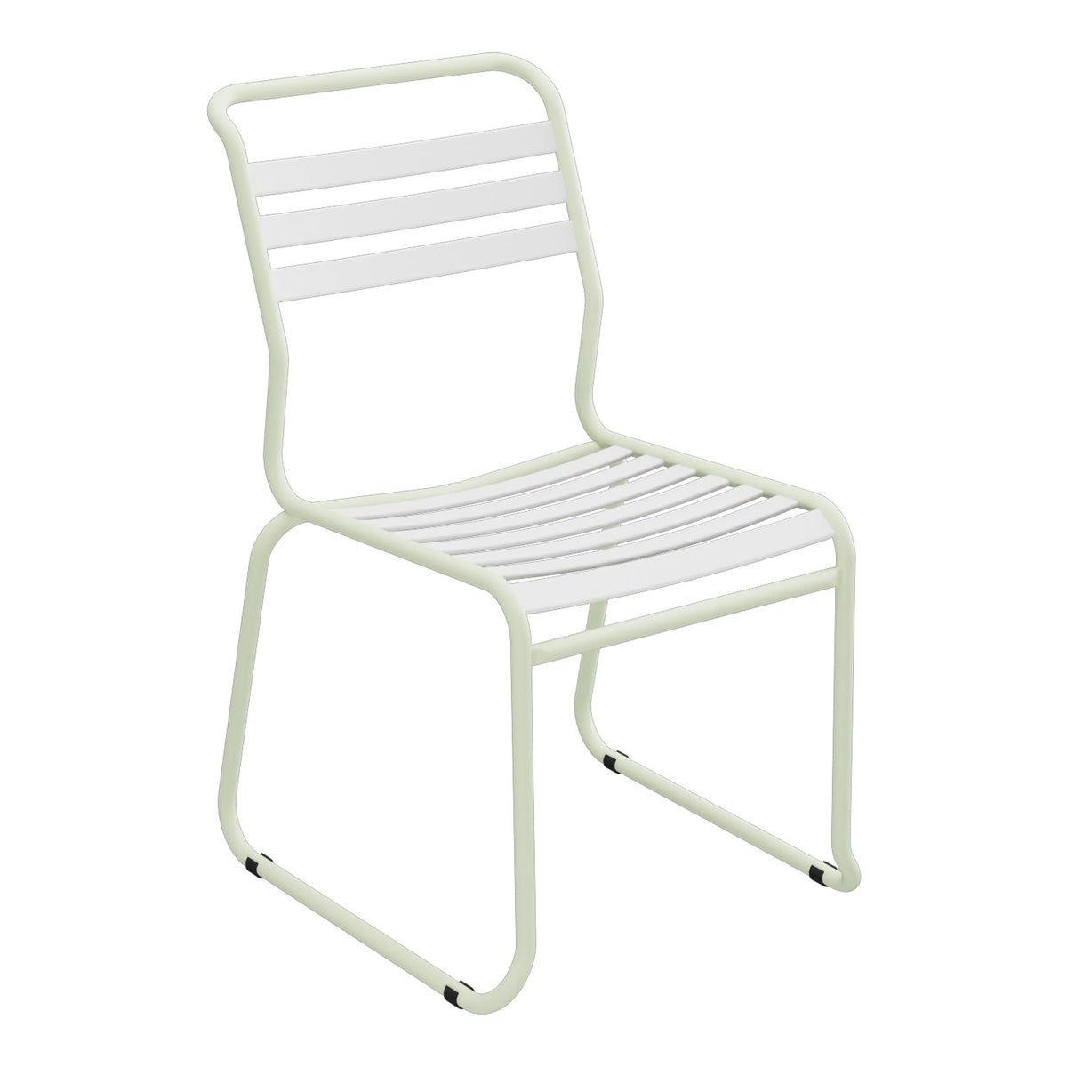 Schaffner Säntis Chaise luge à lattes – Blanc 90 / Vert Pastel 64