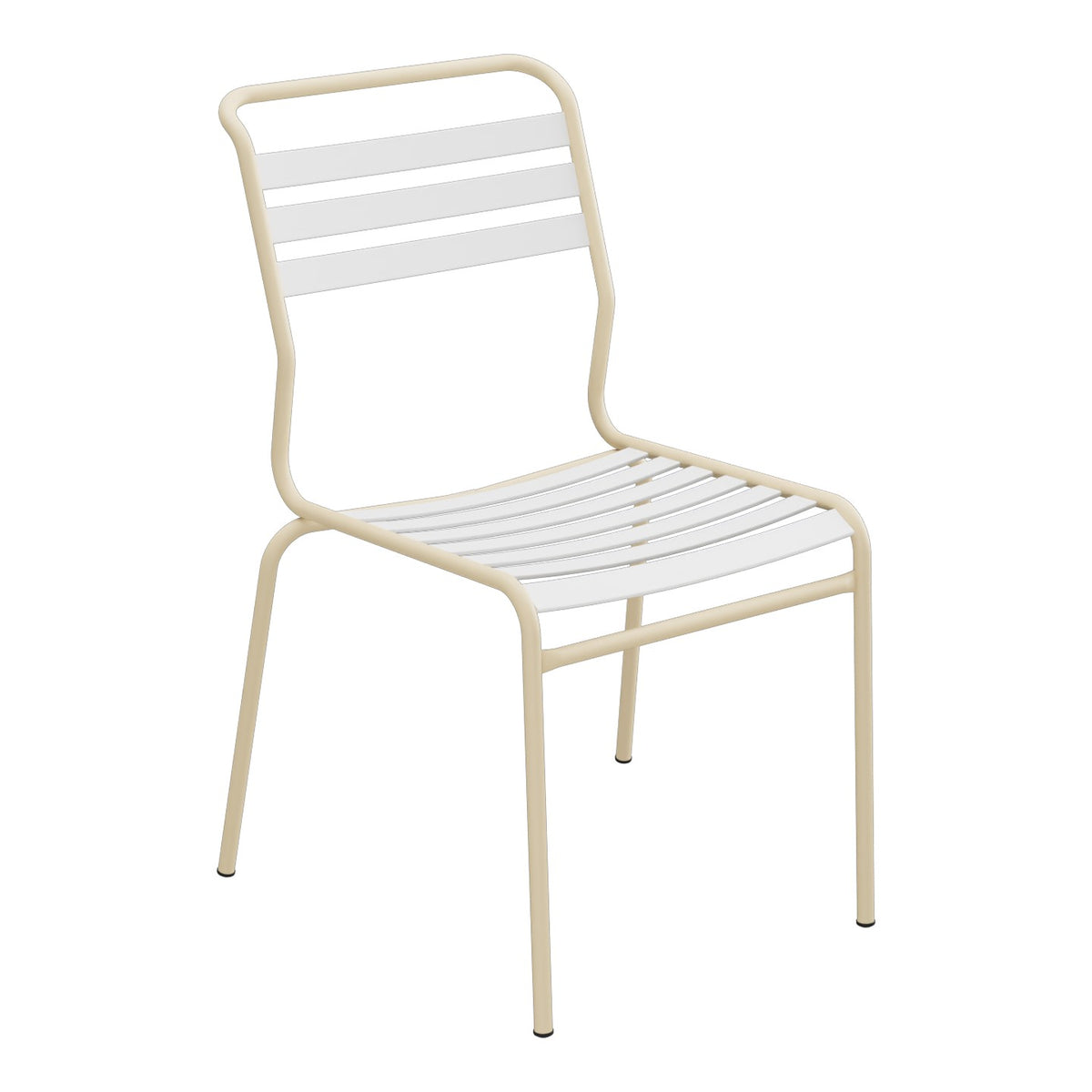 Schaffner Säntis Chaise à lattes – Blanc 90 / Marron Pastel 83