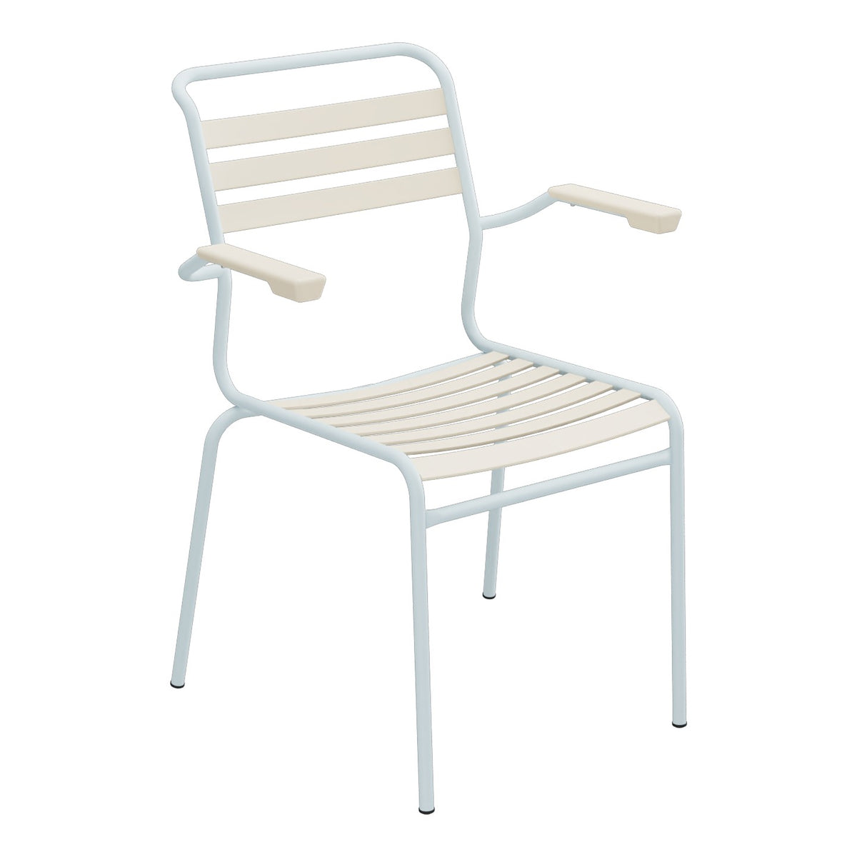 Schaffner Säntis Fauteuil à lattes – Sable Pastel 15 / Bleu Pastel 51