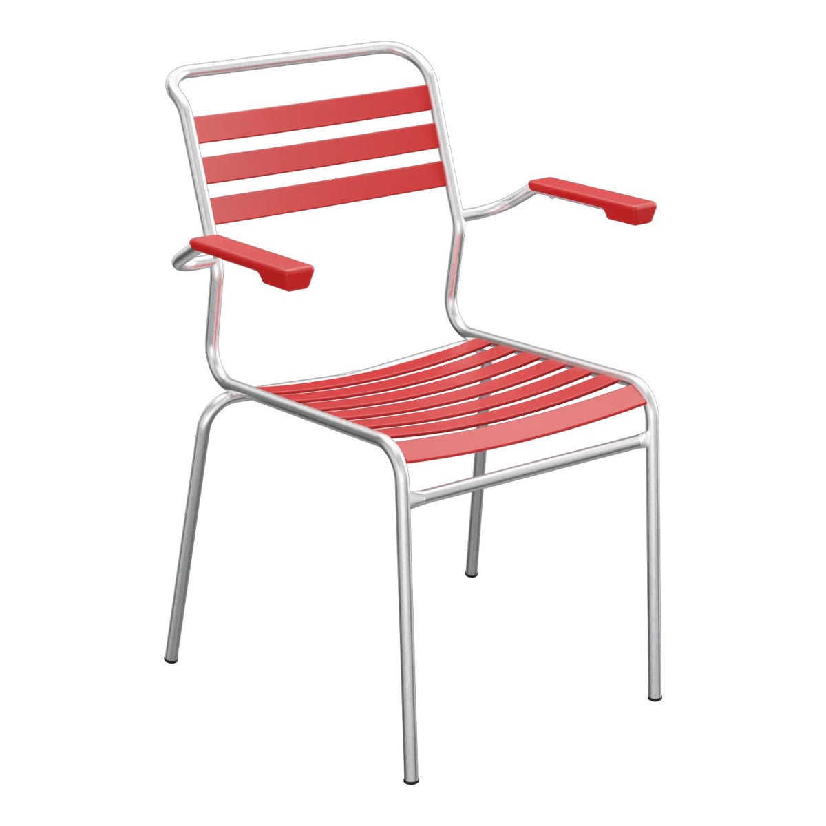 Schaffner Säntis Fauteuil à lattes – Rouge 30 / Galvanisé à chaud 02