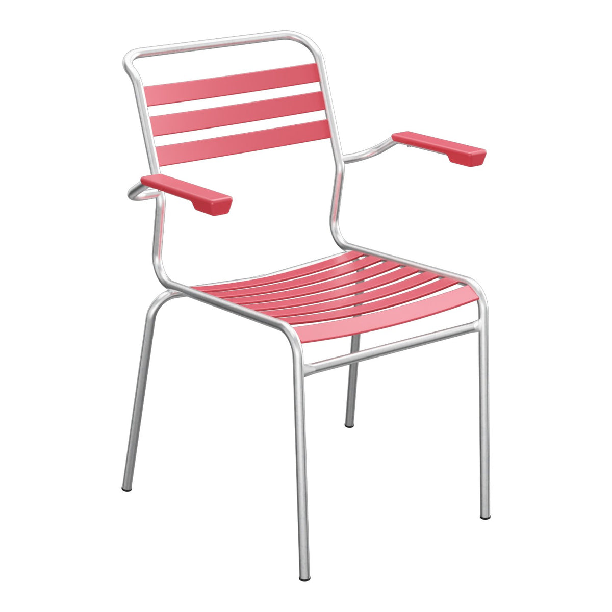 Schaffner Säntis Fauteuil à lattes – Rouge Érable 33 / Galvanisé à chaud 02