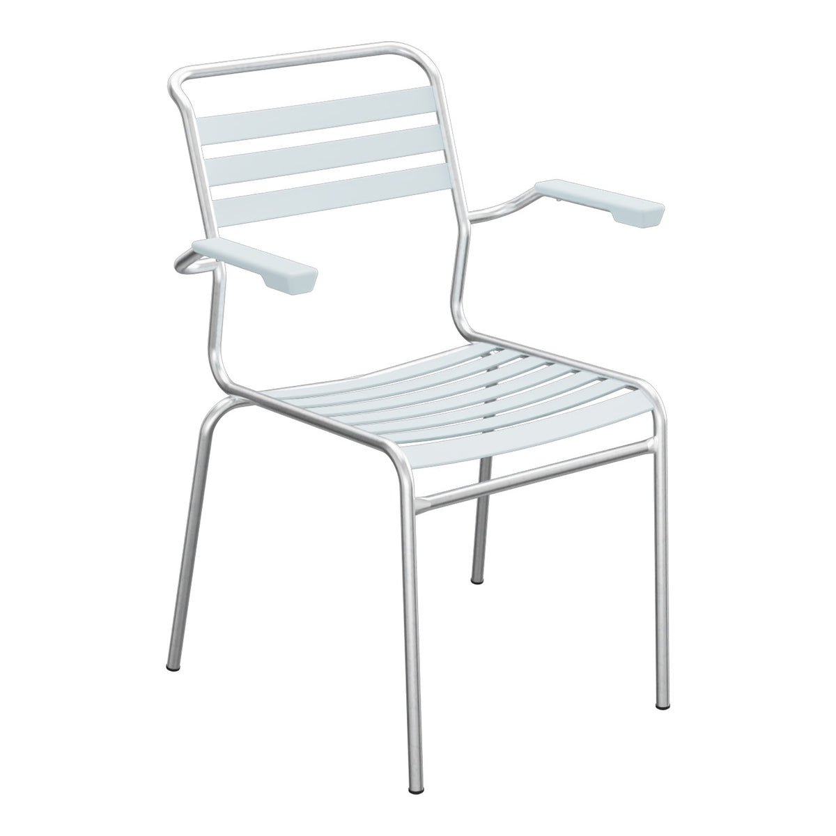 Schaffner Säntis Fauteuil à lattes – Bleu Pastel 51 / Galvanisé à chaud 02