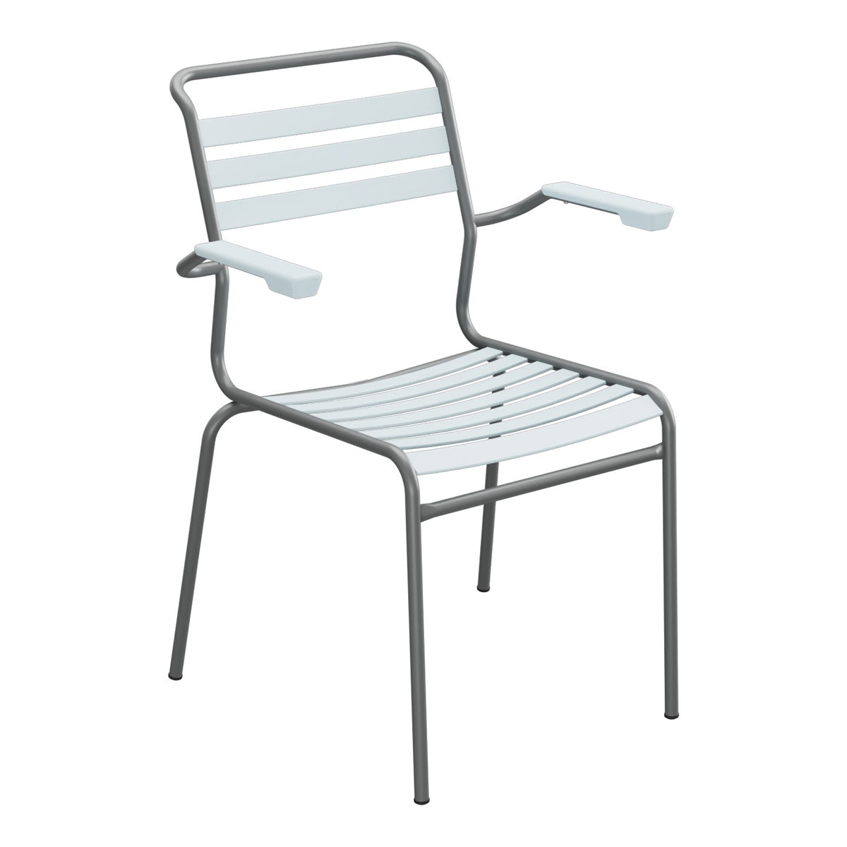 Schaffner Säntis Fauteuil à lattes – Bleu Pastel 51 / Graphite 73