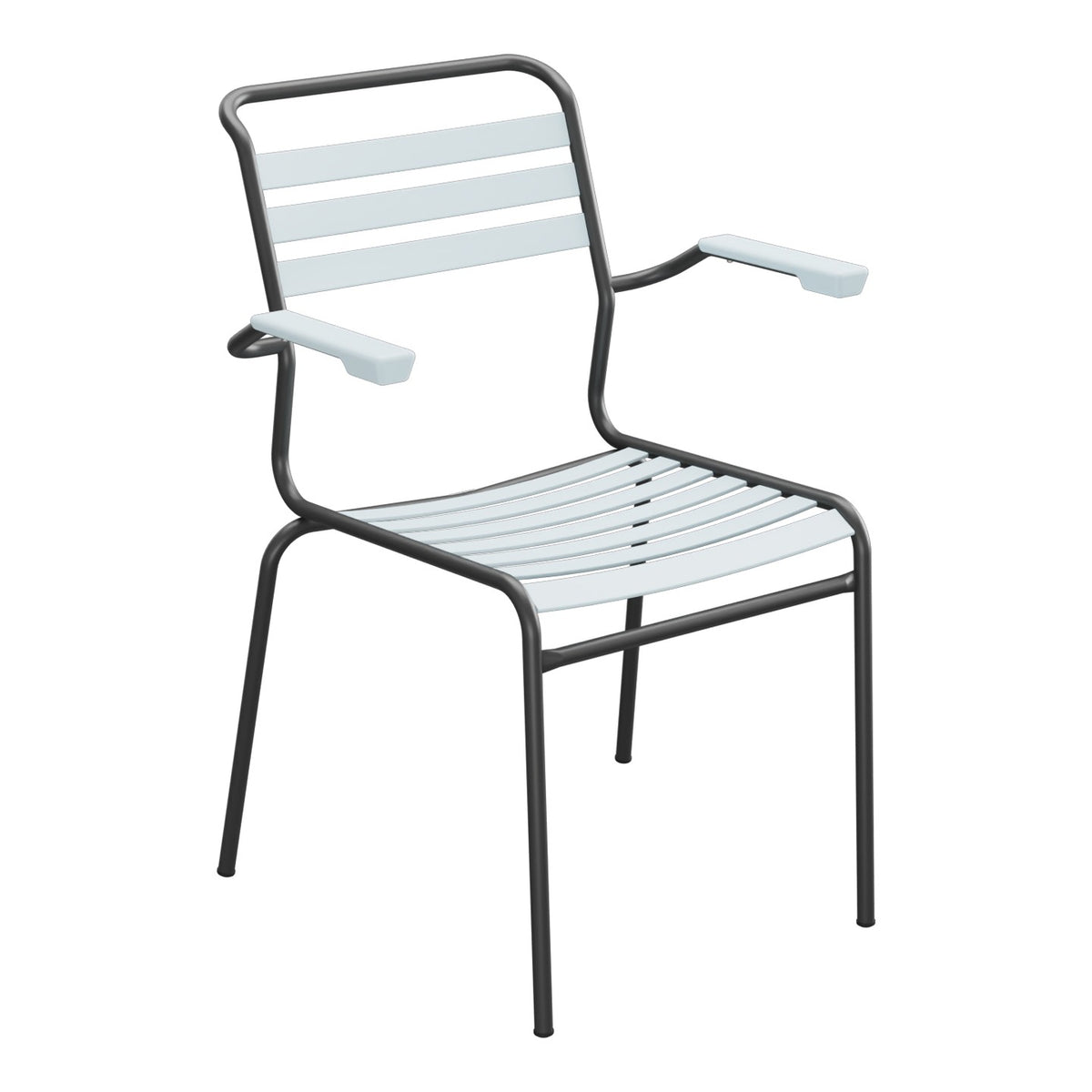 Schaffner Säntis Fauteuil à lattes – Bleu Pastel 51 / Anthracite 77