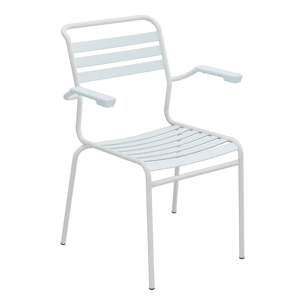 Schaffner Säntis Fauteuil à lattes – Bleu Pastel 51 / Gris Argent 78