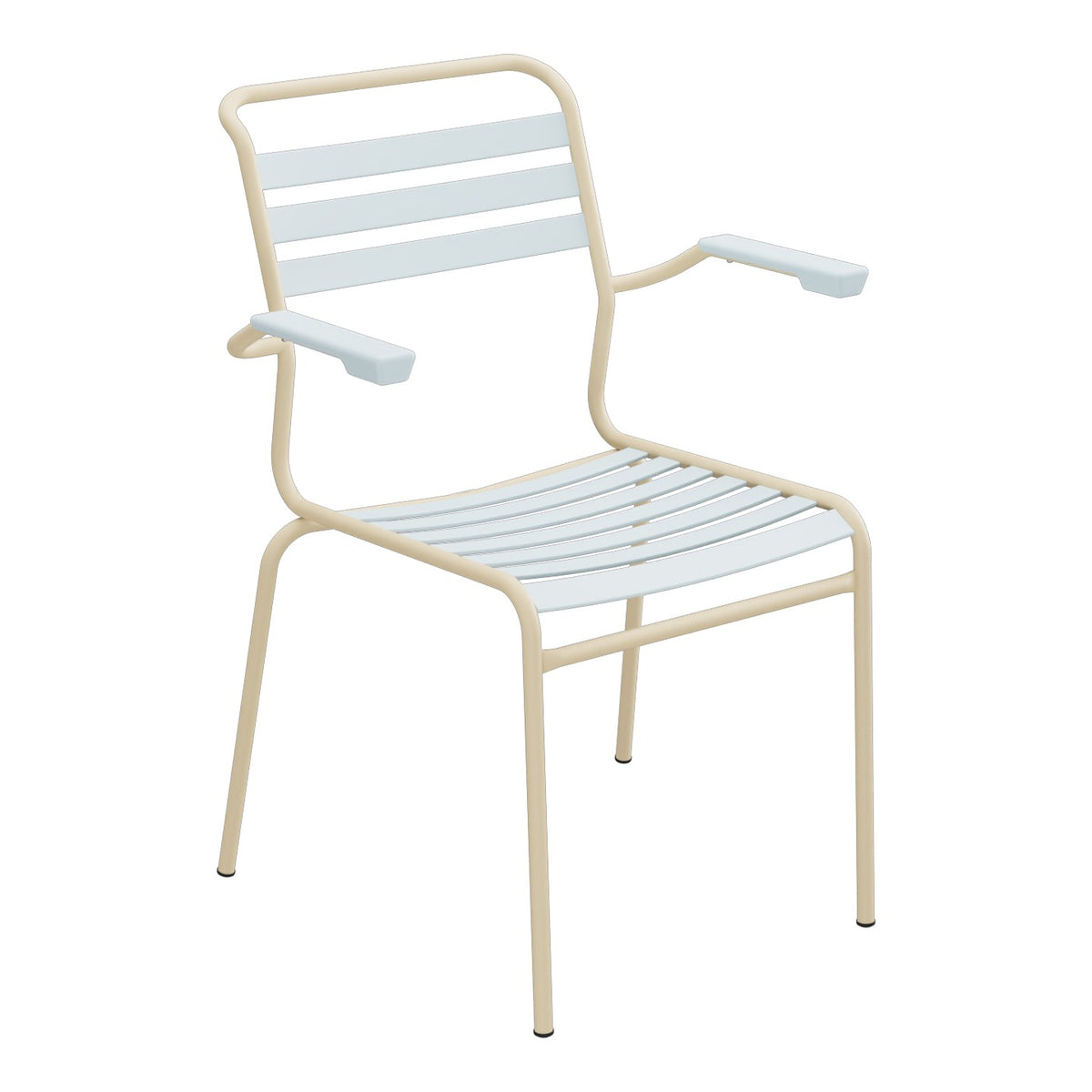 Schaffner Säntis Fauteuil à lattes – Bleu Pastel 51 / Marron Pastel 83