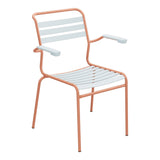Schaffner Säntis Fauteuil à lattes – Bleu Pastel 51 / Terracotta 84