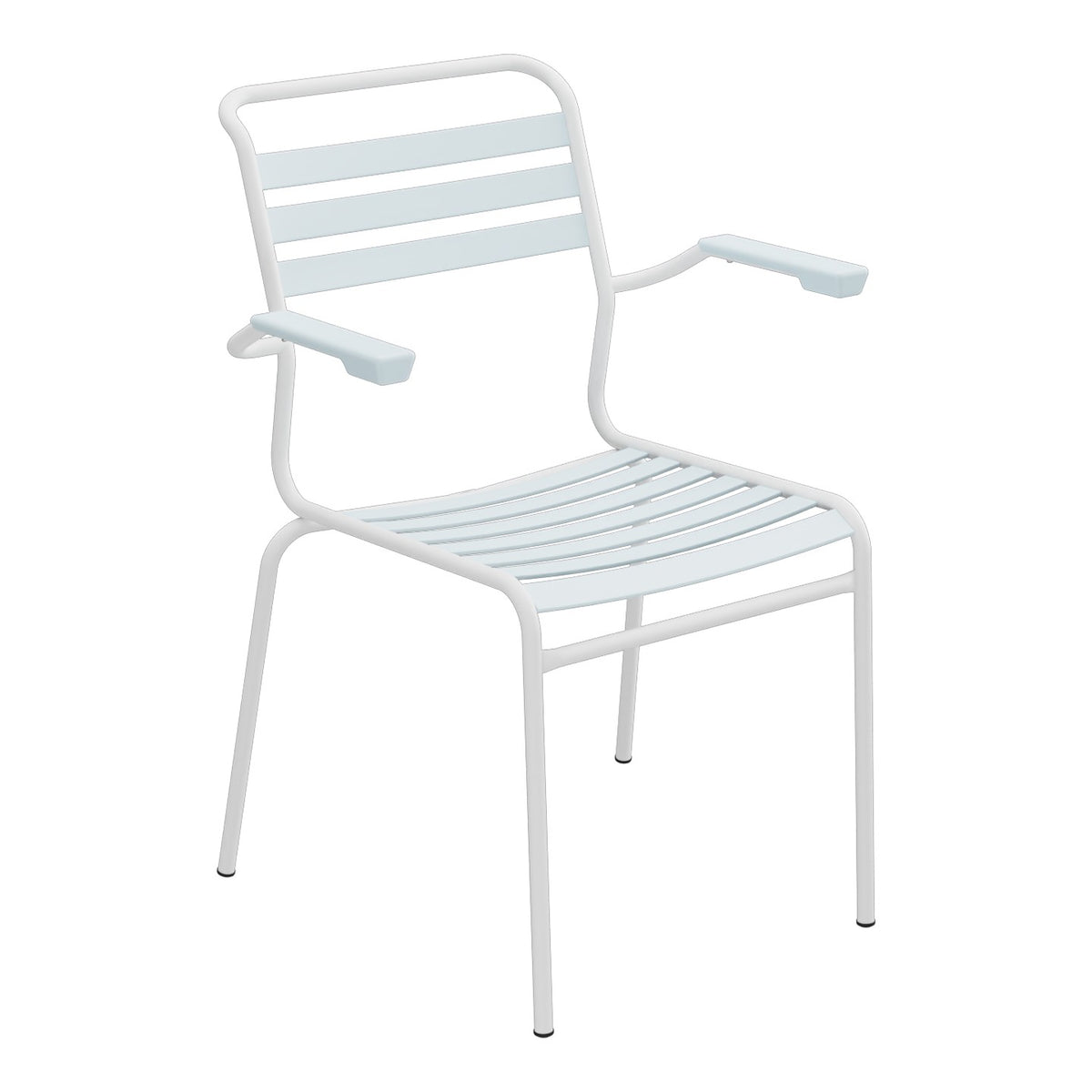 Schaffner Säntis Fauteuil à lattes – Bleu Pastel 51 / Blanc 90
