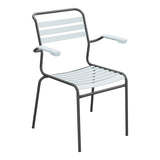 Schaffner Säntis Fauteuil à lattes – Bleu Pastel 51 / Noir 91