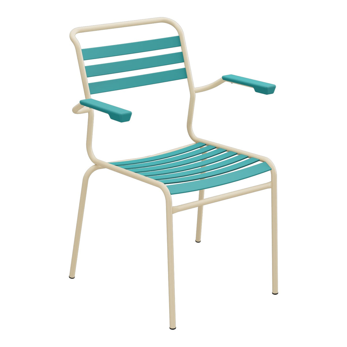 Schaffner Säntis Fauteuil à lattes – Bleu Kali 56 / Marron Pastel 83