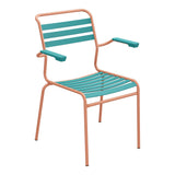 Schaffner Säntis Fauteuil à lattes – Bleu Kali 56 / Terracotta 84