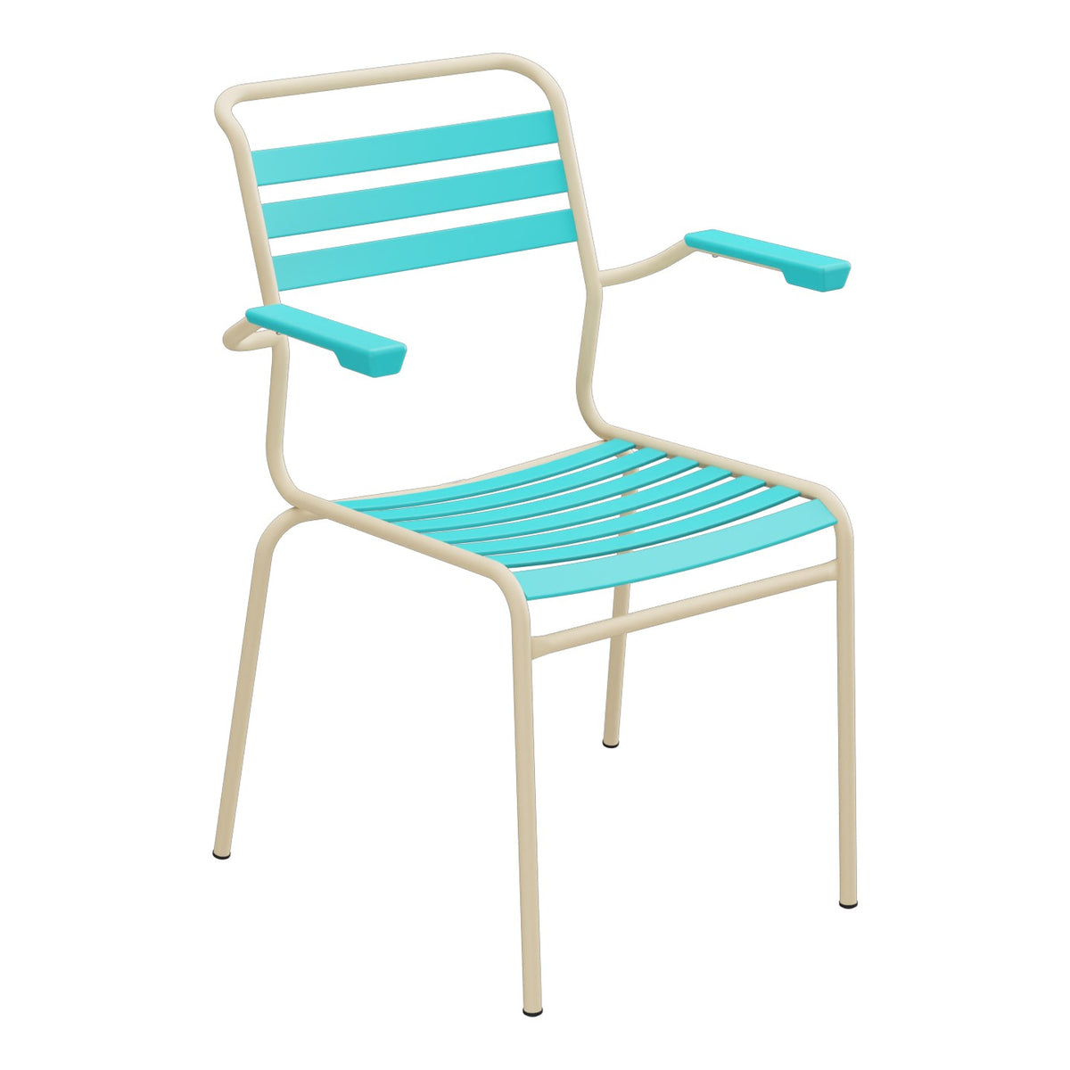 Schaffner Säntis Fauteuil à lattes – Turquoise 58 / Marron Pastel 83
