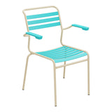Schaffner Säntis Fauteuil à lattes – Turquoise 58 / Marron Pastel 83