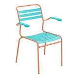 Schaffner Säntis Fauteuil à lattes – Turquoise 58 / Terracotta 84