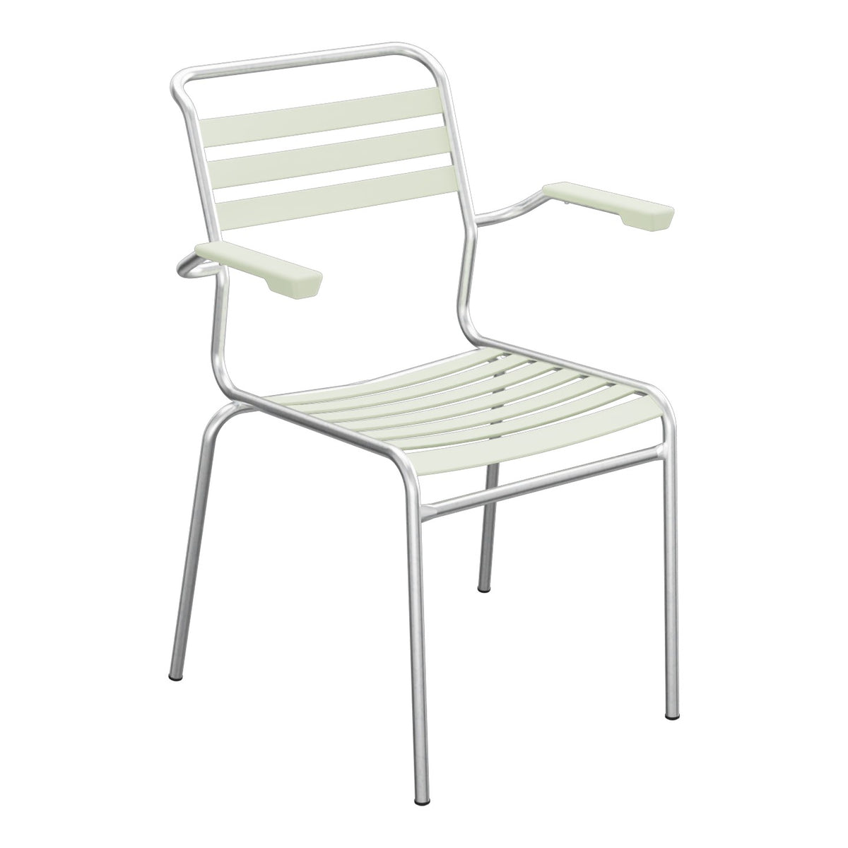 Schaffner Säntis Fauteuil à lattes – Vert pastel 64 / Galvanisé à chaud 02