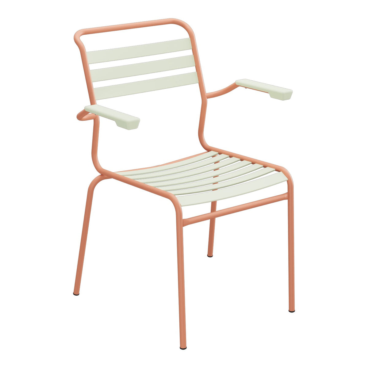 Schaffner Säntis Fauteuil à lattes – Vert pastel 64 / Terracotta 84