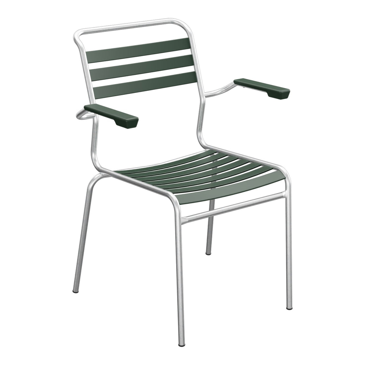 Schaffner Säntis Fauteuil à lattes – Vert sapin 66 / Galvanisé à chaud 02