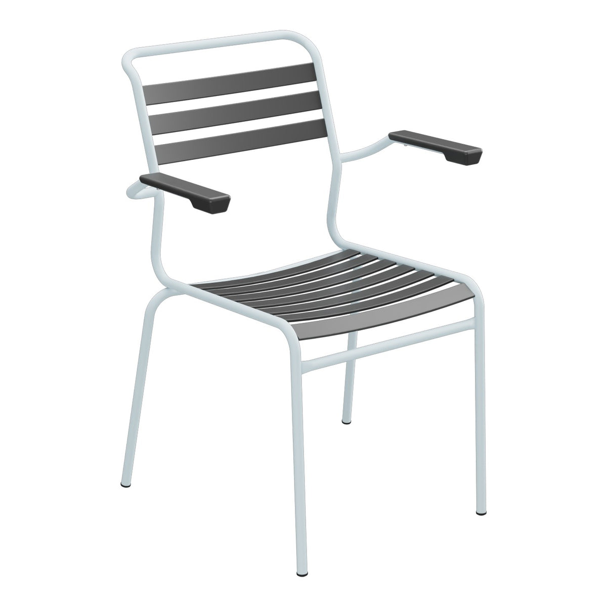 Schaffner Säntis Fauteuil à lattes – Anthracite 77 / Bleu Pastel 51