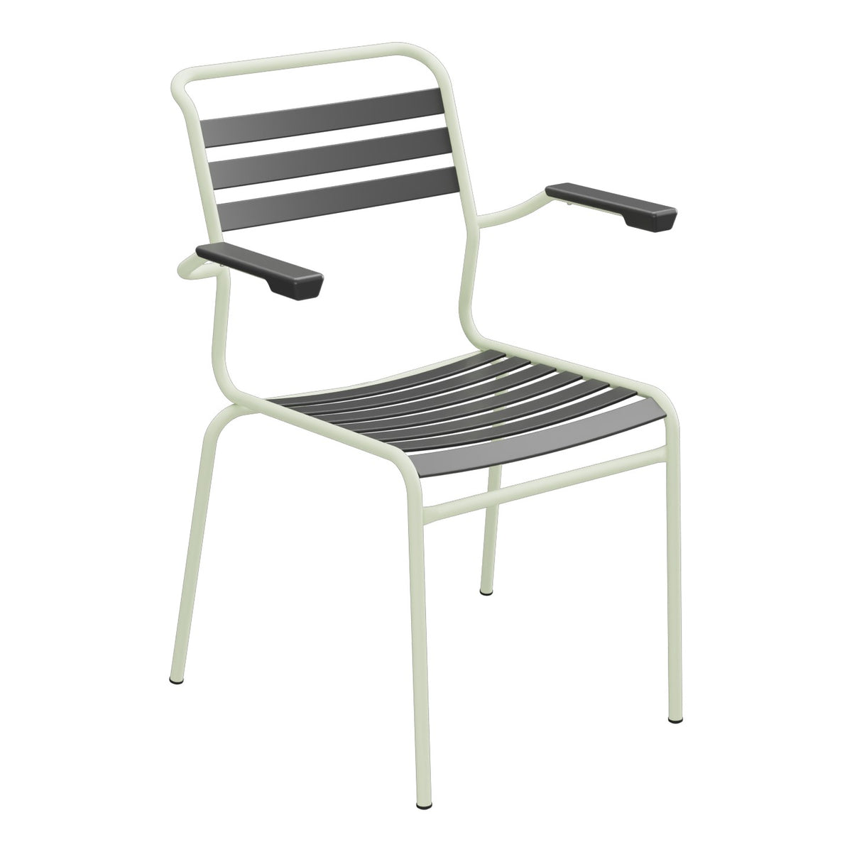 Schaffner Säntis Fauteuil à lattes – Anthracite 77 / Vert Pastel 64