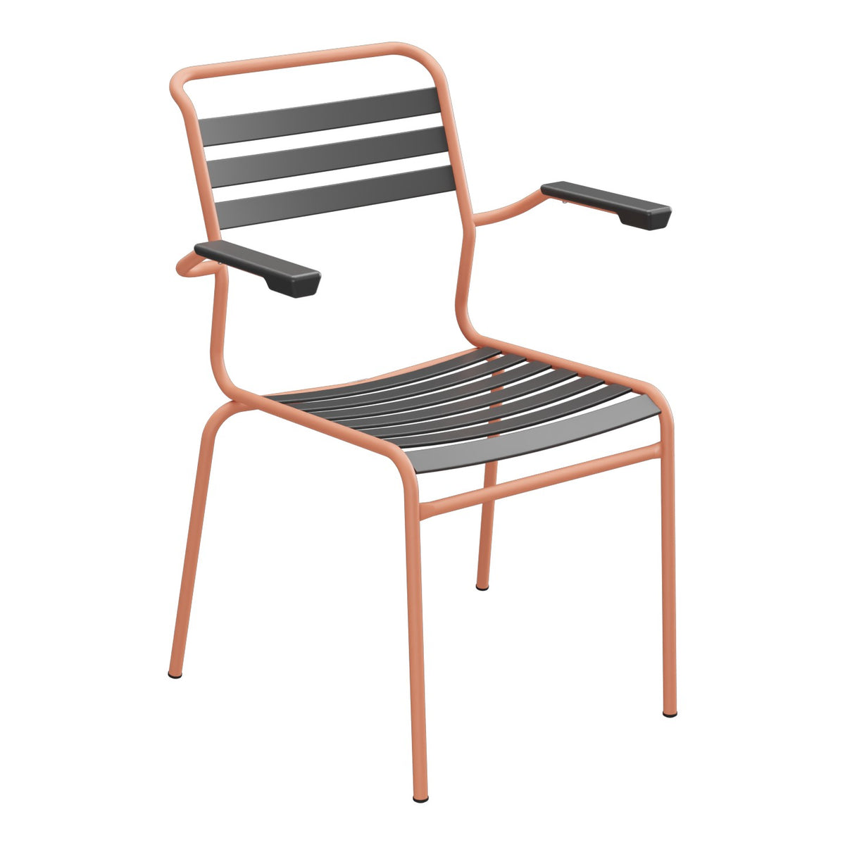 Schaffner Säntis Fauteuil à lattes – Anthracite 77 / Terracotta 84