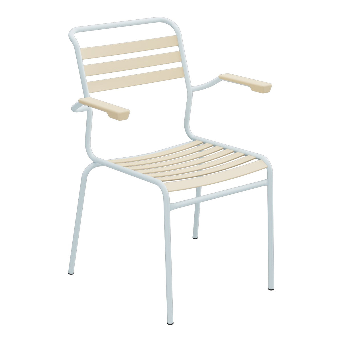 Schaffner Säntis Fauteuil à lattes – Marron Pastel 83 / Bleu Pastel 51
