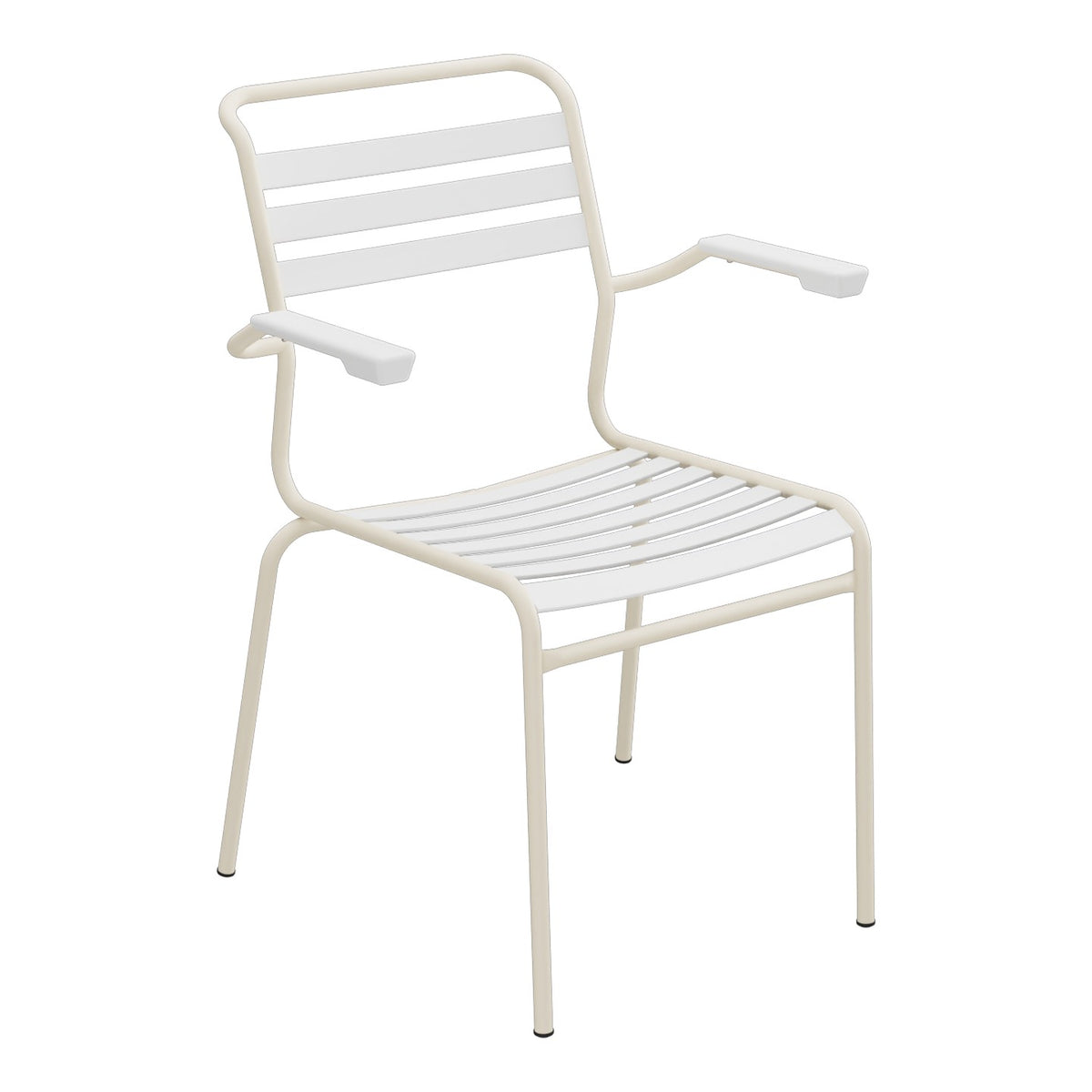 Schaffner Säntis Fauteuil à lattes – Blanc 90 / Sable Pastel 15