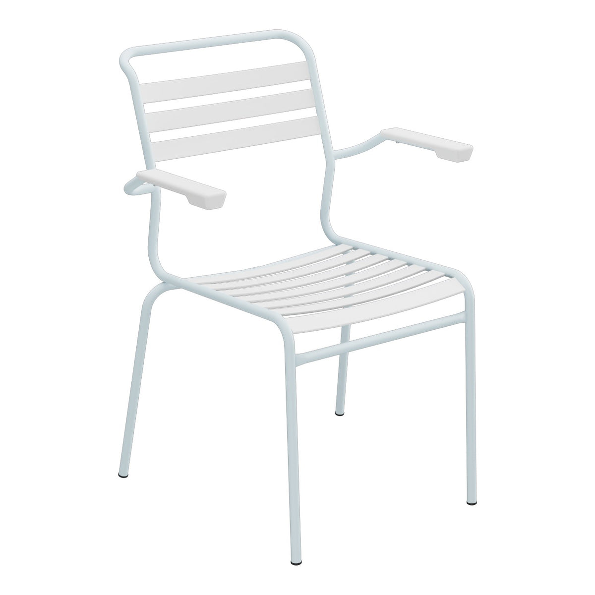 Schaffner Säntis Fauteuil à lattes – Blanc 90 / Bleu Pastel 51
