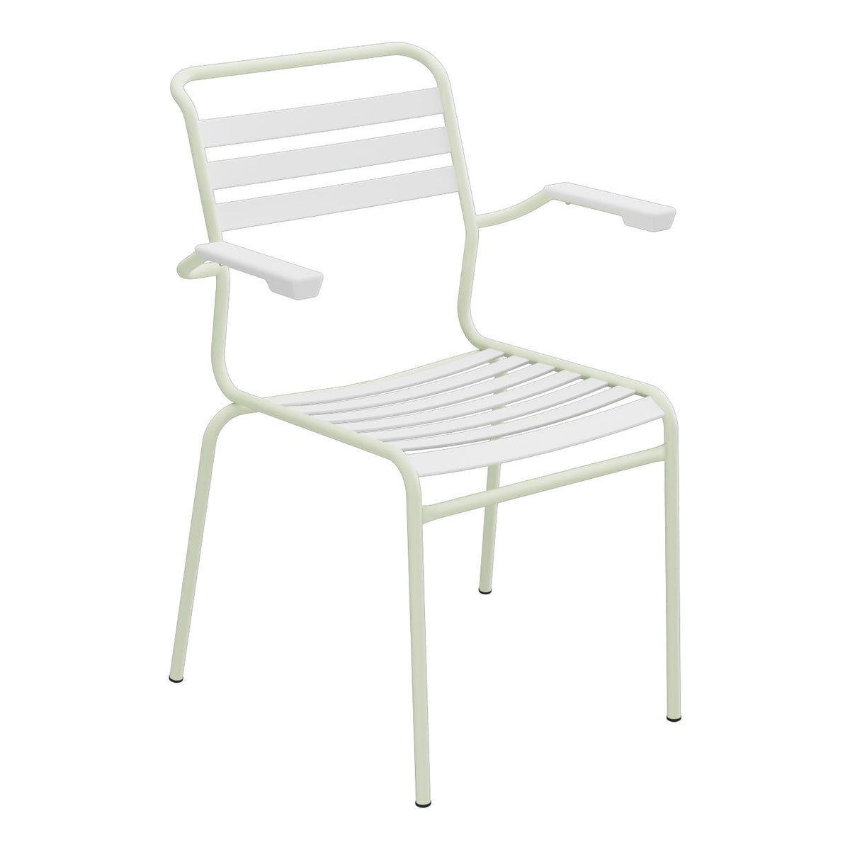 Schaffner Säntis Fauteuil à lattes – Blanc 90 / Vert Pastel 64